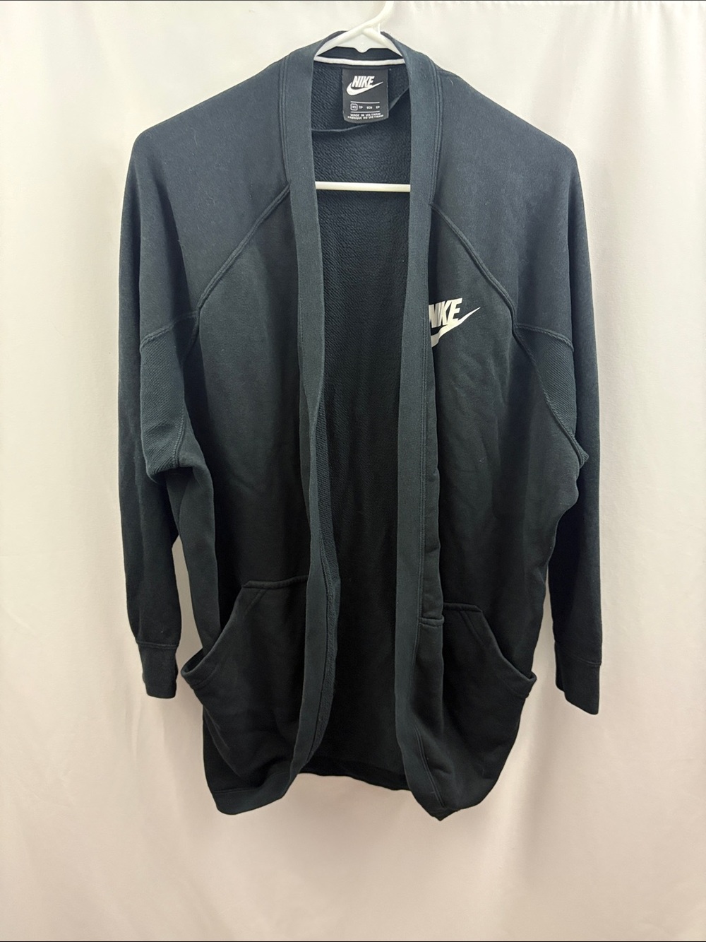Nike Open Front Black Sweatshirt Cardigan W/ Pockets
Womens XS